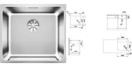 Мойка для кухни «Blanco» Solis 450-U 49/44 нержавеющая сталь нержавеющая сталь
