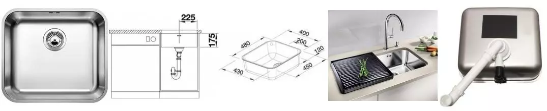 Мойка для кухни «Blanco» Supra 450-U 48/43 нержавеющая сталь нержавеющая сталь