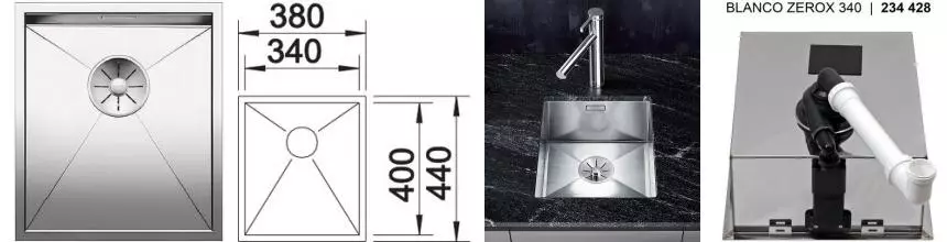 Мойка для кухни «Blanco» Zerox 340-U 38/44 нержавеющая сталь нержавеющая сталь