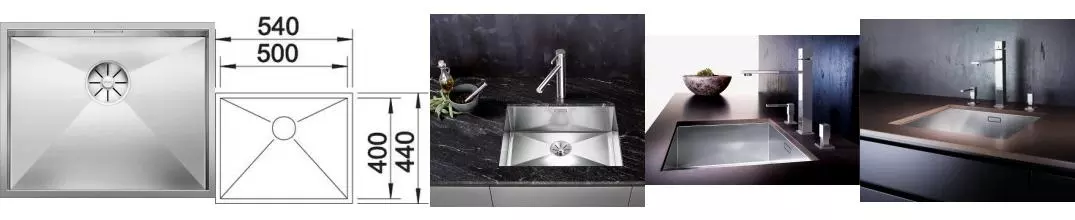 Мойка для кухни «Blanco» Zerox 500-U 54/44 нержавеющая сталь нержавеющая сталь