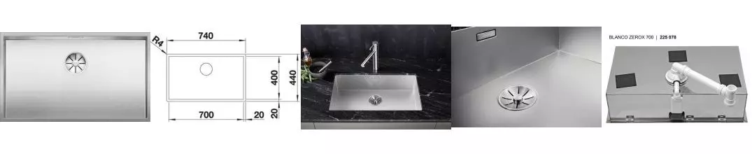 Мойка для кухни «Blanco» Zerox 700-U Durinox 74/44 нержавеющая сталь нержавеющая сталь