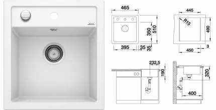Мойка для кухни «Blanco» Dalago 45 46/51 искусственный камень белый