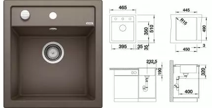Мойка для кухни «Blanco» Dalago 45 46/51 искусственный камень кофе