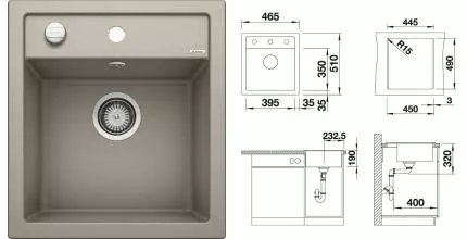Мойка для кухни «Blanco» Dalago 45 46/51 искусственный камень серый бежевый