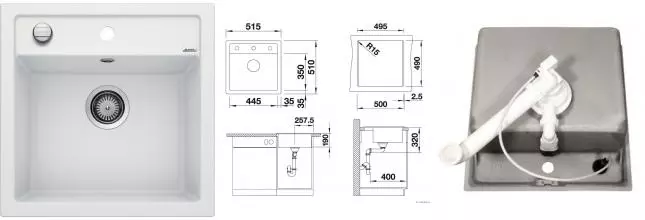 Мойка для кухни «Blanco» Dalago 5 51/51 искусственный камень белый