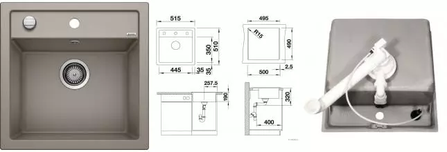 Мойка для кухни «Blanco» Dalago 5 51/51 искусственный камень серый бежевый