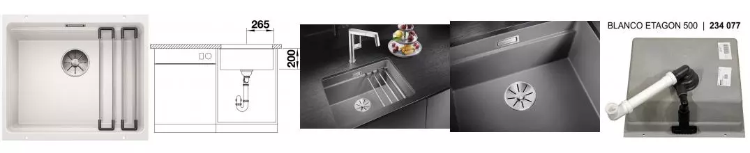 Мойка для кухни «Blanco» Etagon 500-U 53/46 искусственный камень белый