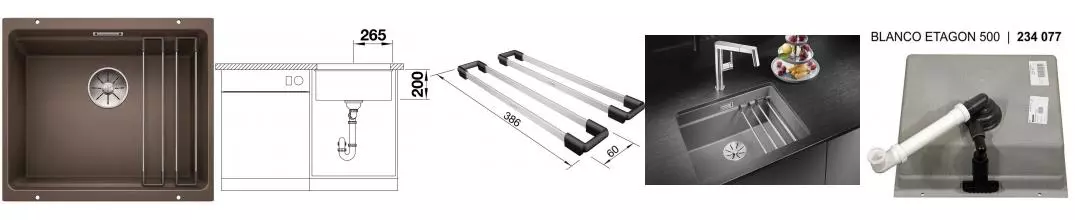 Мойка для кухни «Blanco» Etagon 500-U 53/46 искусственный камень кофе