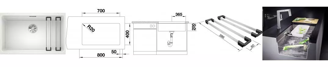Мойка для кухни «Blanco» Etagon 700-U 73/46 искусственный камень белый Мойка для кухни «Blanco» Etagon 700-U 73/46 искусственный камень белый