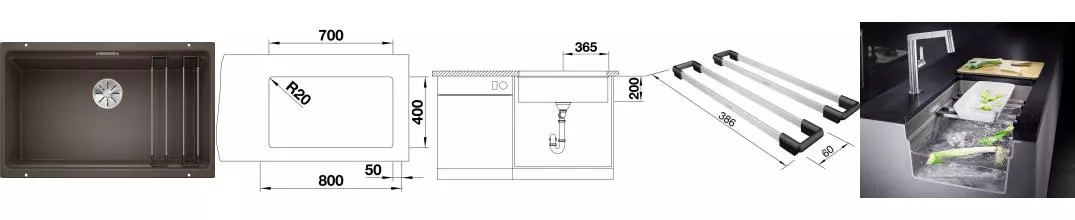 Мойка для кухни «Blanco» Etagon 700-U 73/46 искусственный камень кофе Мойка для кухни «Blanco» Etagon 700-U 73/46 искусственный камень кофе