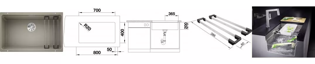 Мойка для кухни «Blanco» Etagon 700-U 73/46 искусственный камень серый беж Мойка для кухни «Blanco» Etagon 700-U 73/46 искусственный камень серый беж