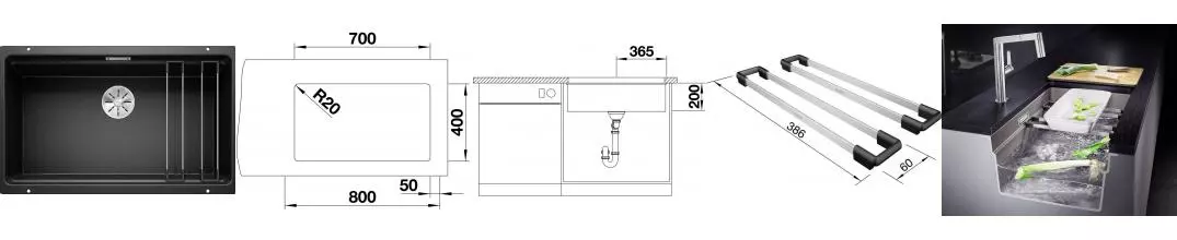 Мойка для кухни «Blanco» Etagon 700-U 73/46 искусственный камень черный Мойка для кухни «Blanco» Etagon 700-U 73/46 искусственный камень черный