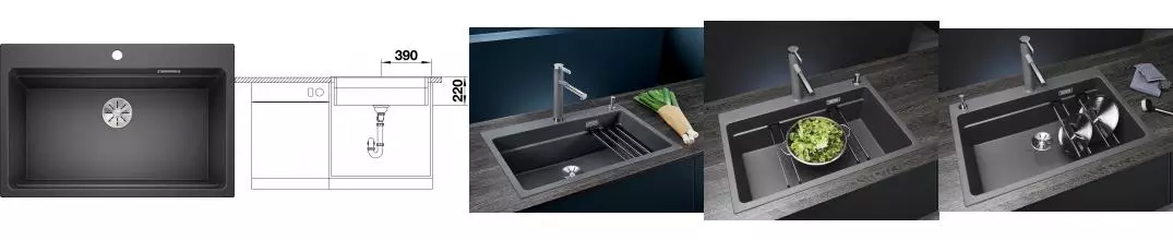 Мойка для кухни «Blanco» Etagon 8 78/51 искусственный камень антрацит Мойка для кухни «Blanco» Etagon 8 78/51 искусственный камень антрацит