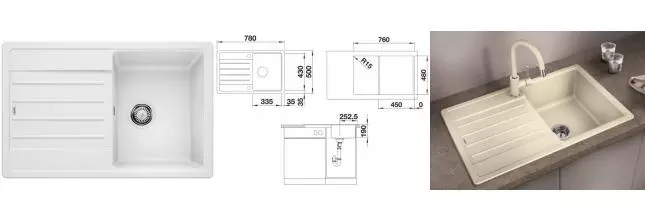 Мойка для кухни «Blanco» Legra 45 S 78/50 искусственный камень белый универсальная