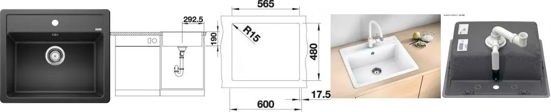 Мойка для кухни «Blanco» Legra 6 59/50 искусственный камень антрцит