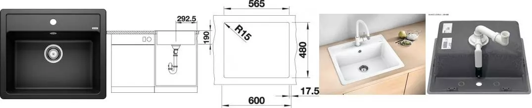 Мойка для кухни «Blanco» Legra 6 59/50 искусственный камень чёрный