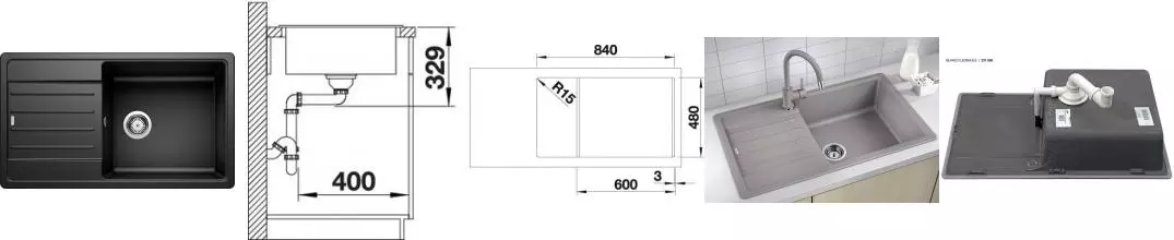 Мойка для кухни «Blanco» Legra XL 6 S 86/50 искусственный камень чёрный универсальная