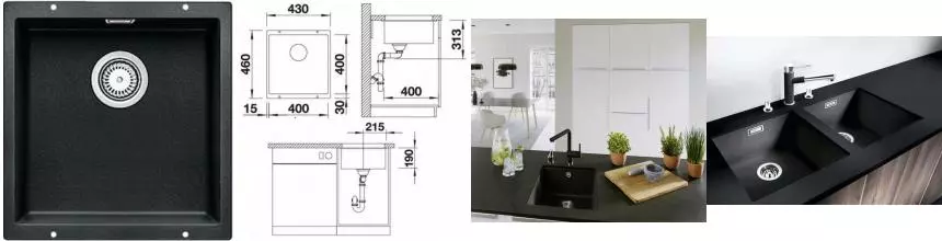 Мойка для кухни «Blanco» Rotan 400-U 43/46 искусственный камень антрацит