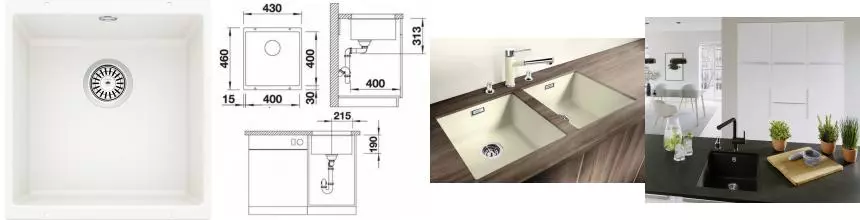 Мойка для кухни «Blanco» Rotan 400-U 43/46 искусственный камень белый