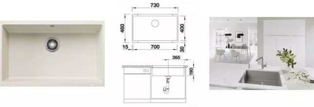 Мойка для кухни «Blanco» Rotan 700-U 73/46 искусственный камень мягкий белый