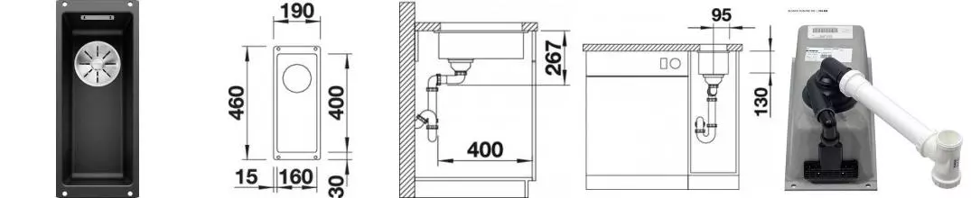 Мойка для кухни «Blanco» Subline 160-U InFino 19/46 искусственный камень чёрный