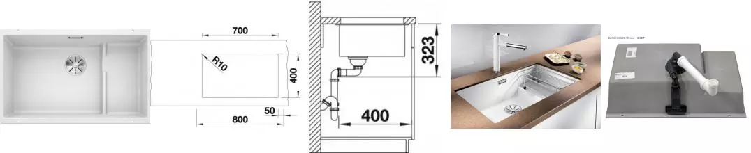 Мойка для кухни «Blanco» Subline 700-U Level 73/46 искусственный камень белый
