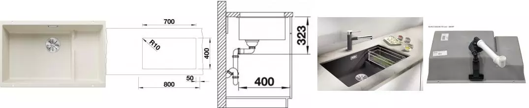 Мойка для кухни «Blanco» Subline 700-U Level 73/46 искусственный камень мягкий белый