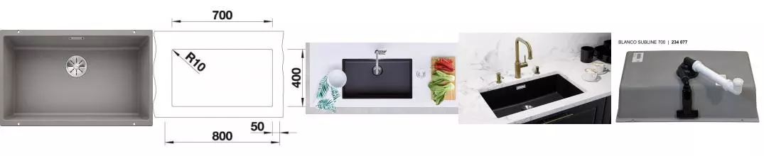 Мойка для кухни «Blanco» Subline 700-U 73/46 искусственный камень алюметаллик Мойка для кухни «Blanco» Subline 700-U 73/46 искусственный камень алюметаллик