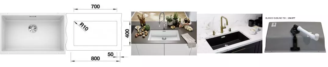 Мойка для кухни «Blanco» Subline 700-U 73/46 искусственный камень белый