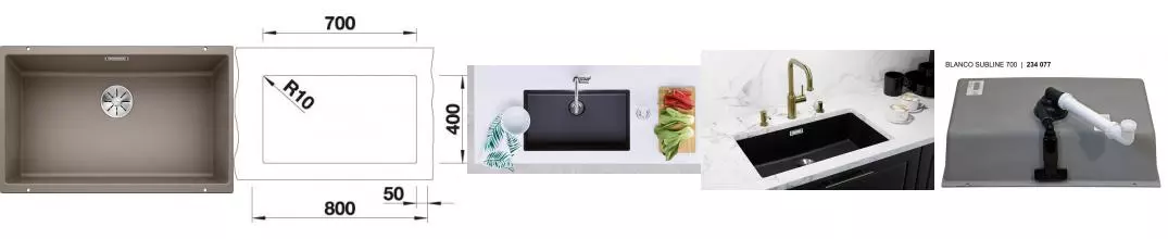 Мойка для кухни «Blanco» Subline 700-U 73/46 искусственный камень серый беж