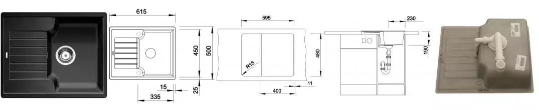 Мойка для кухни «Blanco» Zia 40 S 61/50 искусственный камень антрацит