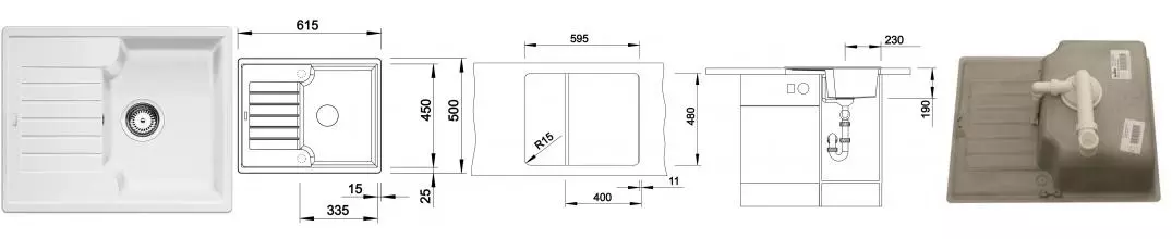 Мойка для кухни «Blanco» Zia 40 S 61/50 искусственный камень белый