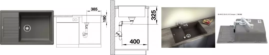 Мойка для кухни «Blanco» ZIA XL6 S Compact 78/50(автомат) искусственный камень вулканический серый универсальная