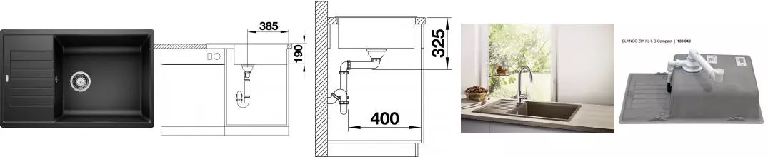 Мойка для кухни «Blanco» ZIA XL6 S Compact 78/50(стоп) искусственный камень черный универсальная Мойка для кухни «Blanco» ZIA XL6 S Compact 78/50(стоп) искусственный камень черный универсальная