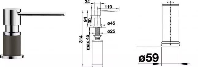 Встраиваемый дозатор для моющего средства «Blanco» Lato 525815 хром/кофе