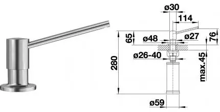 Встраиваемый дозатор для моющего средства «Blanco» Torre 521541 нержавеющая сталь