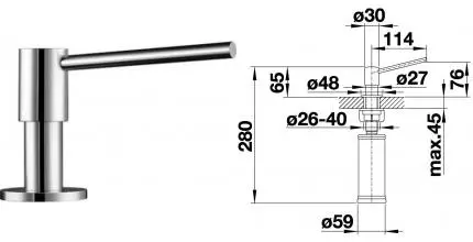 Встраиваемый дозатор для моющего средства «Blanco» Torre 512594 нержавеющая сталь