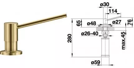 Встраиваемый дозатор для моющего средства «Blanco» Torre 526700 матовое золото