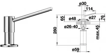 Встраиваемый дозатор для моющего средства «Blanco» Torre 512593 хром