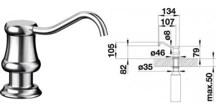 Встраиваемый дозатор для моющего средства «Blanco» Vicuc 524290 хром