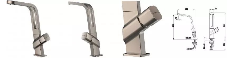 Смеситель для кухонной мойки «Teka» ICO 915 116030031 titanium Смеситель для кухонной мойки «Teka» ICO 915 116030031 titanium