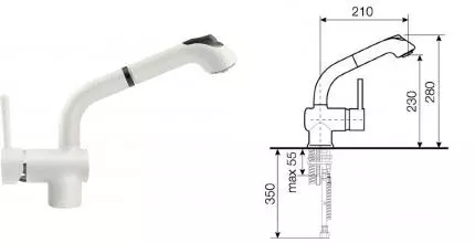 Смеситель для кухонной мойки «Lava» Industrial ID 0820 LAT с выдвижным изливом latte Смеситель для кухонной мойки «Lava» Industrial ID 0820 LAT с выдвижным изливом latte