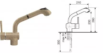 Смеситель для кухонной мойки «Lava» Industrial ID 0820 SAH с выдвижным изливом sahara Смеситель для кухонной мойки «Lava» Industrial ID 0820 SAH с выдвижным изливом sahara