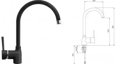 Смеситель для кухонной мойки «Lava» Minimale MN 0636 BAS basalt Смеситель для кухонной мойки «Lava» Minimale MN 0636 BAS basalt