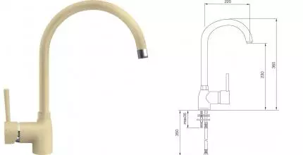 Смеситель для кухонной мойки «Lava» Minimale MN 0636 CAM camel