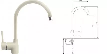 Смеситель для кухонной мойки «Lava» Minimale MN 0636 CRE crema Смеситель для кухонной мойки «Lava» Minimale MN 0636 CRE crema