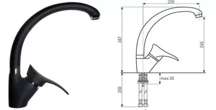 Смеситель для кухонной мойки «Lava» SG01 BAS basalt Смеситель для кухонной мойки «Lava» SG01 BAS basalt
