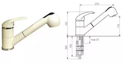 Смеситель для кухонной мойки «Lava» SG03 LAT с выдвижным изливом latte Смеситель для кухонной мойки «Lava» SG03 LAT с выдвижным изливом latte