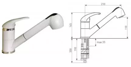 Смеситель для кухонной мойки «Lava» SG03 SCA с выдвижным изливом scandic