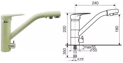 Смеситель для кухни с подключением к фильтру «Lava» SG05 DUN dune Смеситель для кухни с подключением к фильтру «Lava» SG05 DUN dune